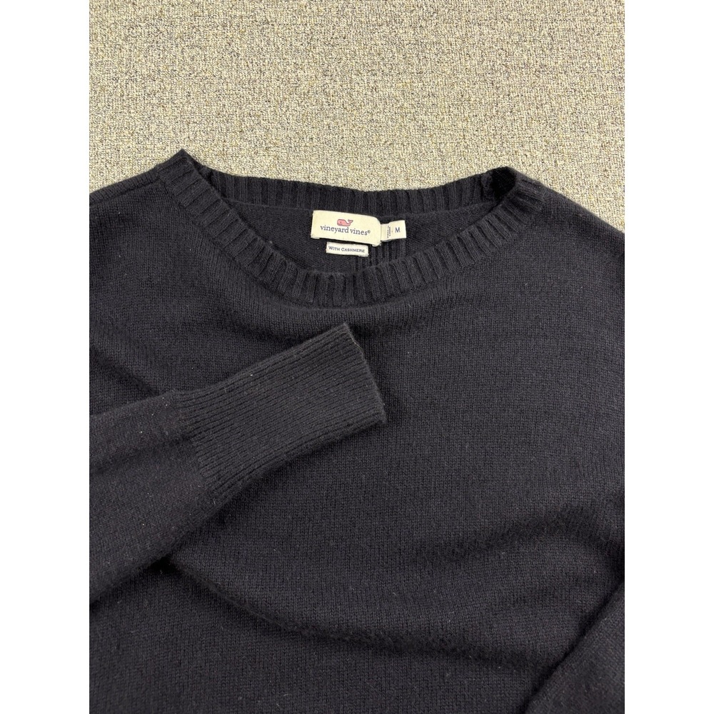 Vineyard Vines Wool Cashmere Blend Pullover Sweater  Medium Black Long Sleeve